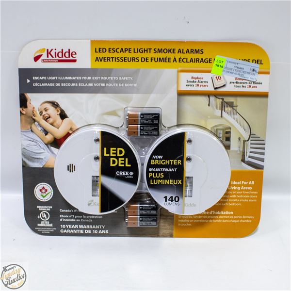 NEW KIDDIE 2 PACK LED ESCAPE LIGHT SMOKE ALARMS