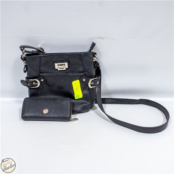 BLACK PURSE + ZIPPERED WALLET TOGETHER