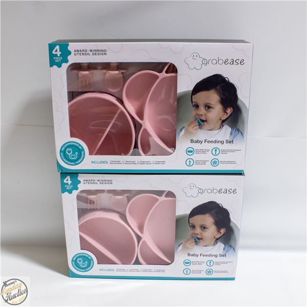 2X4PC SETS OF GRABEASE BABY FEEDING SETS SILICONE
