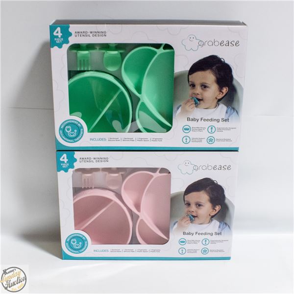 2X4PC SETS OF GRABEASE BABY FEEDING SETS SILICONE