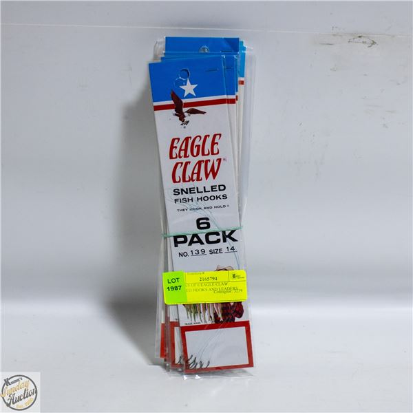 12 X PKS OF 6 EAGLE CLAW SNELLED HOOKS AND LEADERS