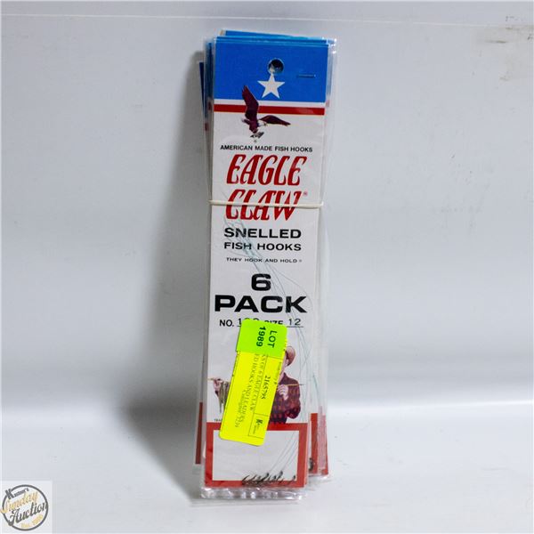 12 X PKS OF 6 EAGLE CLAW SNELLED HOOKS AND LEADERS