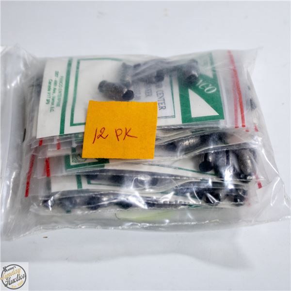 12PKS X 5 PCS 1/8 OZ RUBBER CENTER SINKERS