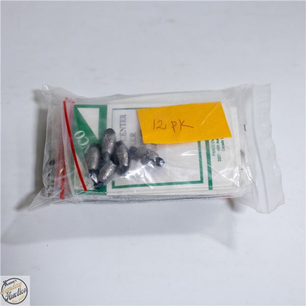 12PKS X 5 PCS 1/8 OZ RUBBER CENTER SINKERS