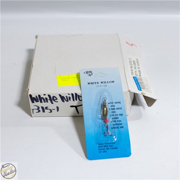 BOX OF 12 WHITE WILLOW FISHING LURES