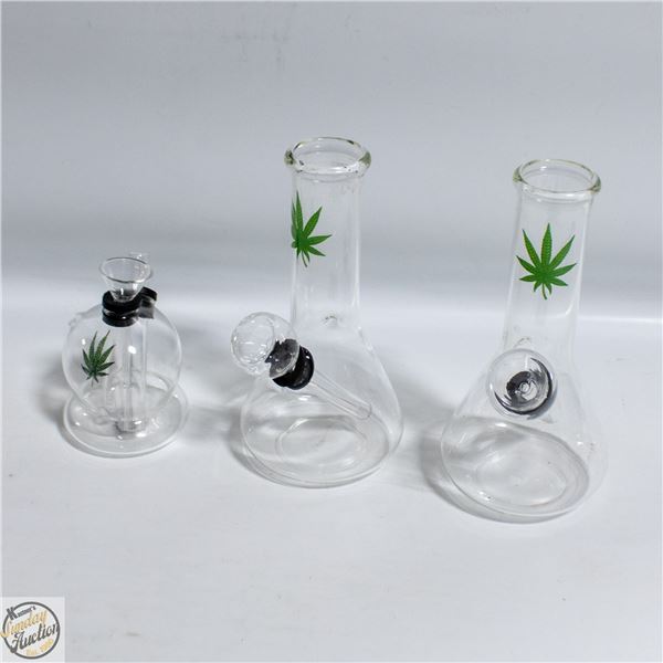 3 X GLASS BONGS