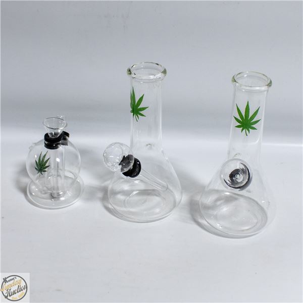 3 X GLASS BONGS