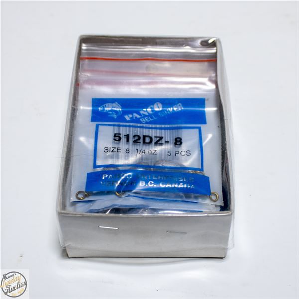 BOX 12 X 5 1/4 OZ SIZE 8 BELL SINKERS