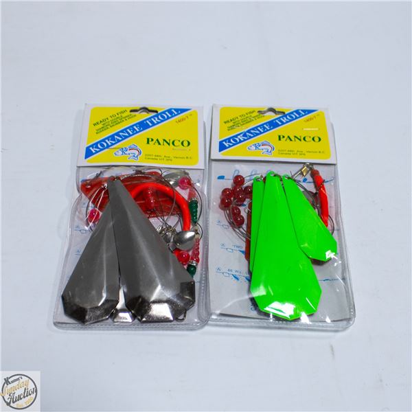 2 KOKANEE TROLL FISHING RIGS L-4FT+RUBBER SNUBBERS