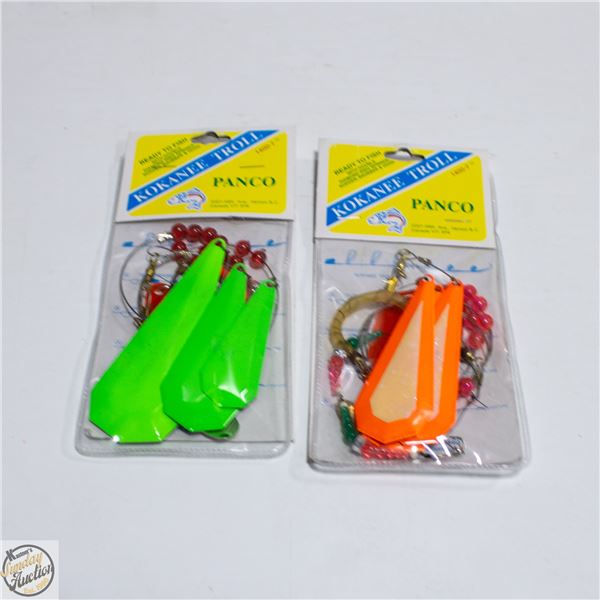2 KOKANEE TROLL FISHING RIGS L-4FT+RUBBER SNUBBERS