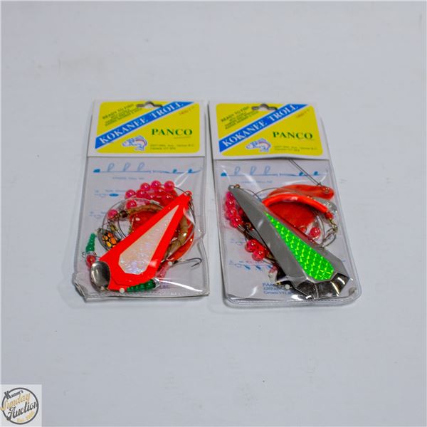 2 KOKANEE TROLL FISHING RIGS L-4FT+RUBBER SNUBBERS