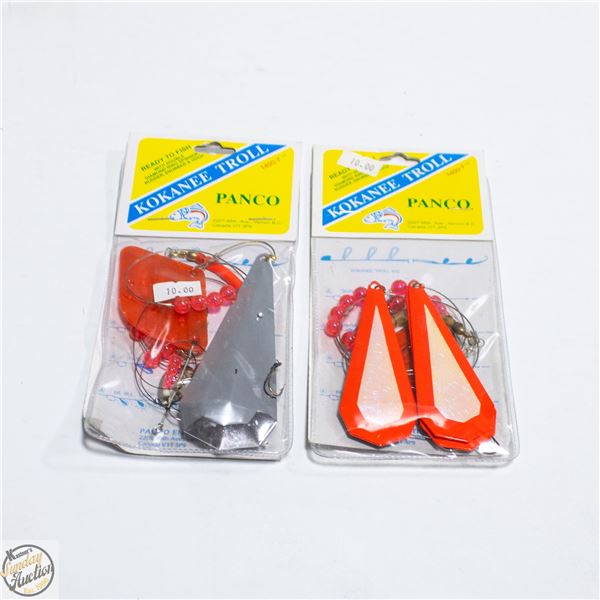 2 KOKANEE TROLL FISHING RIGS L-4FT+RUBBER SNUBBERS