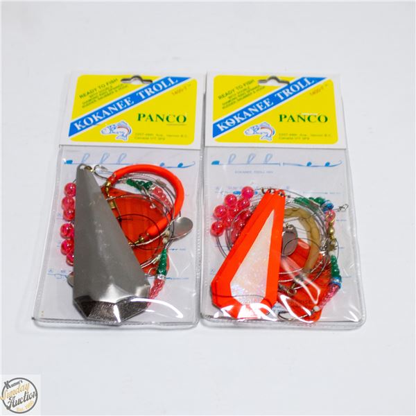 2 KOKANEE TROLL FISHING RIGS L-4FT+RUBBER SNUBBERS