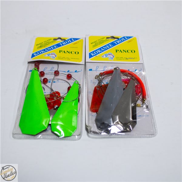 2 KOKANEE TROLL FISHING RIGS L-4FT+RUBBER SNUBBERS