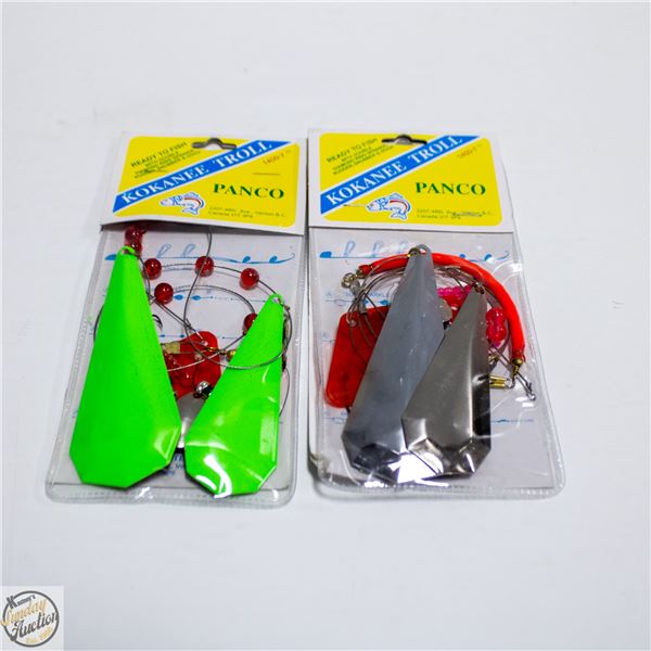 2 KOKANEE TROLL FISHING RIGS L-4FT+RUBBER SNUBBERS