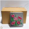 Image 1 : CASE OF COOKIE TINS WITH FLOWERS ON THEM