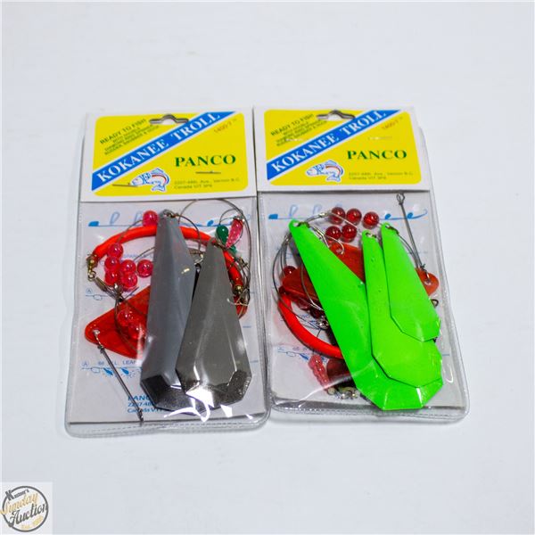 2 KOKANEE TROLL FISHING RIGS L-4FT+RUBBER SNUBBERS