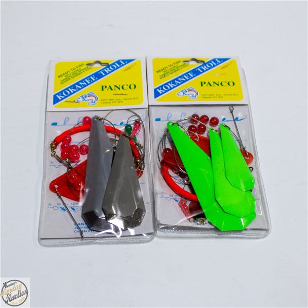 2 KOKANEE TROLL FISHING RIGS L-4FT+RUBBER SNUBBERS