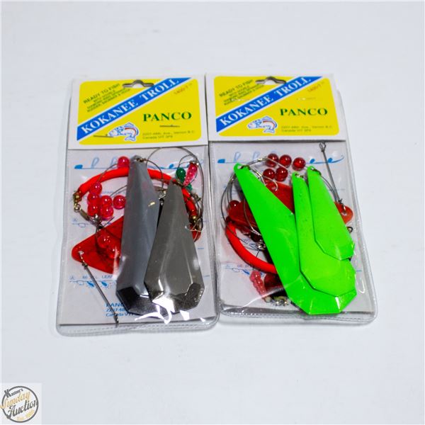 2 KOKANEE TROLL FISHING RIGS L-4FT+RUBBER SNUBBERS