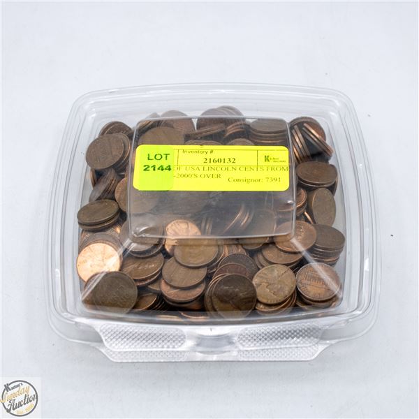 3LBS OF USA LINCOLN CENTS FROM 1920'S-2000'S OVER
