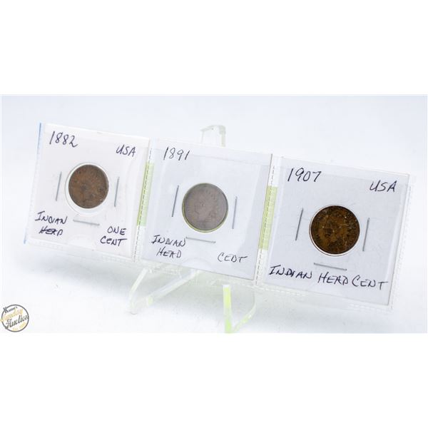LOT OF 3 INDIAN HEAD CENTS