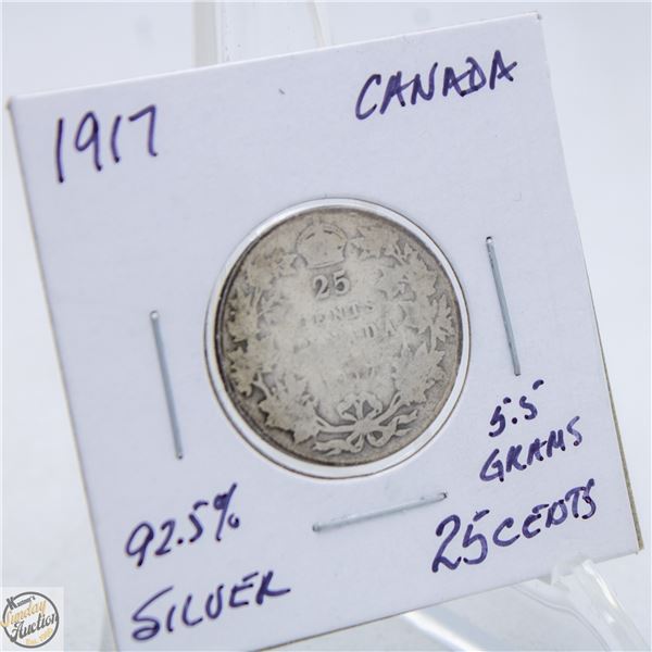 1917-92.5% SILVER 25 CENTS