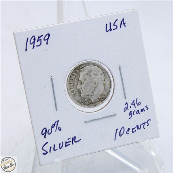 1959 USA 90% SILVER 10 CENTS