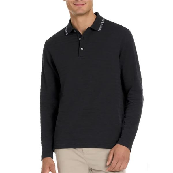 NEW TED BAKER POPCORN STRIPED LONG SLEEVE POLO