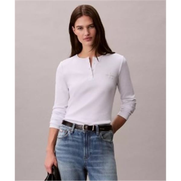 NEW CALVIN KLEIN LONG SLEEVE KNIT HENLEY SHIRT