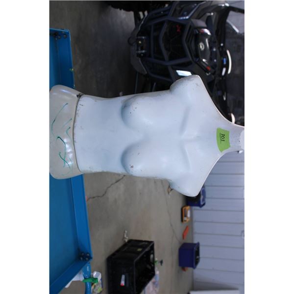 Female torso mannequin display form made of durable material, featuring a white finish with visible 