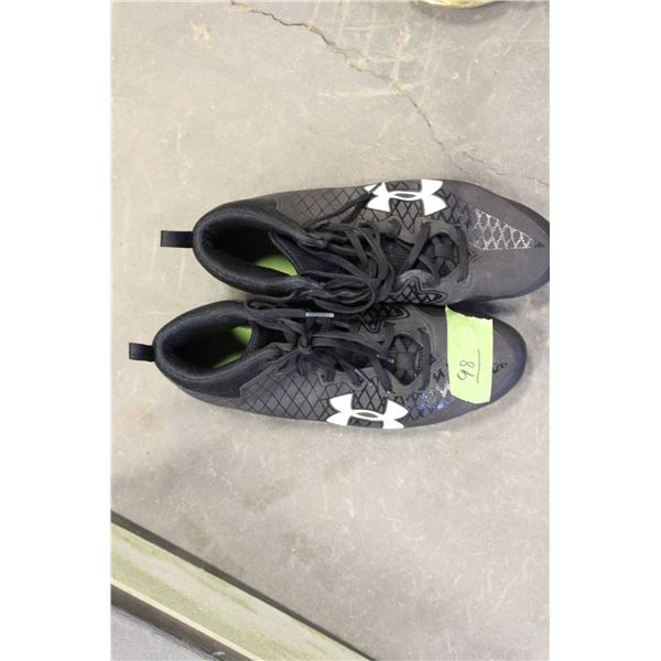Black Under Armour athletic shoes, size US 10 (EU 44, UK 9). 