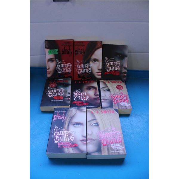 Eight paperback novels by L.J. Smith, including multiple books from 'The Vampire Diaries' 