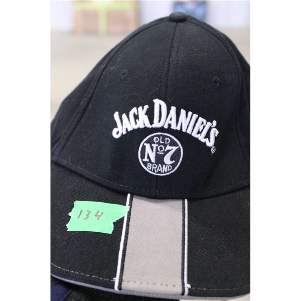 Black baseball cap featuring embroidered Jack Daniel's 'Old No. 7 Brand' logo on the front. Adjustab