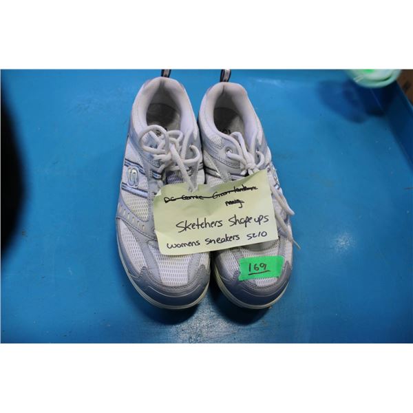 Skechers White and Grey Shape-Ups women's sneakers, size 10.