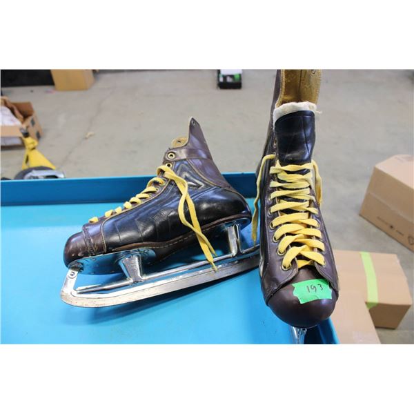 Vintage Leather Ice Skates with Metal Blades