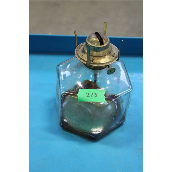Hexagonal clear glass oil lamp