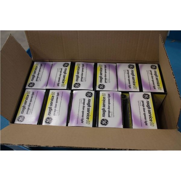 Case of GE Rough Service 60W Garage Door Opener Light Bulbs