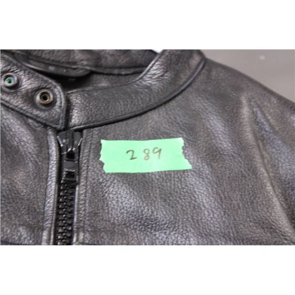 Black Leather CE Armoured Motorcycle Jacket With Scotchlite Reflective Material Small