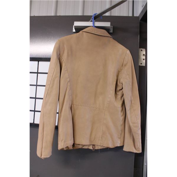 Danier ladies leather jacket in taupe color, size medium