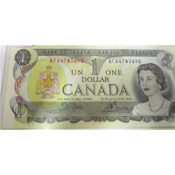 1973 CRISP UNCIRCULATED LEGAL TENDER CANADA $1 BILL