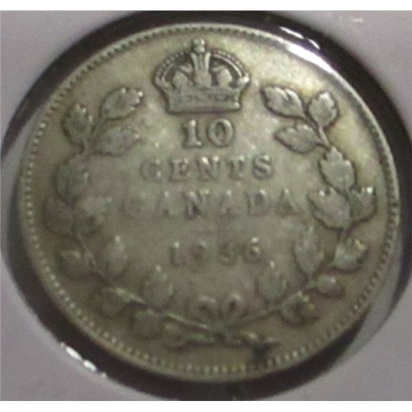 1936 CANADA KING GEORGE V SILVER DIME