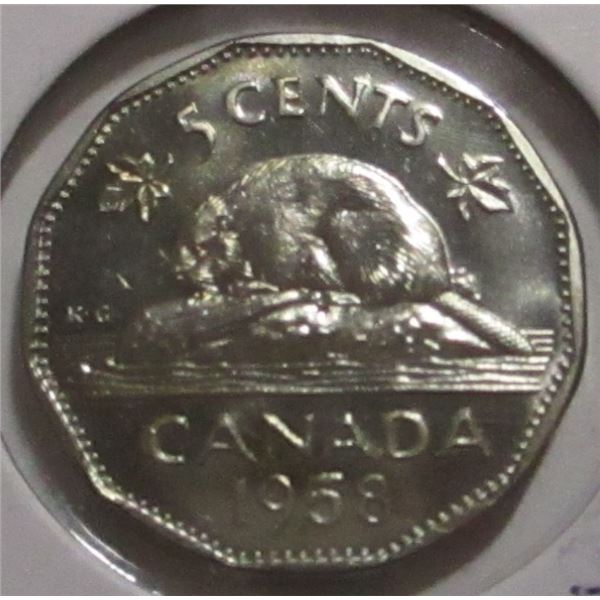 1958 PROOF CAMEO CANADA BEAVER NICKEL