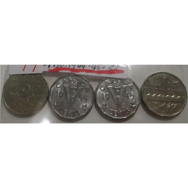 1944 VICTORY, 1946 VICTORY & 1751-1951 TOMBAC NICKEL SET