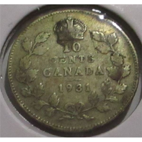 1931 CANADA KING GEORGE V SILVER DIME