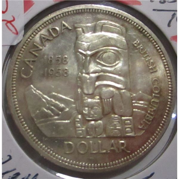 1958 BC TOTEM POLE CANADA SILVER DOLLAR