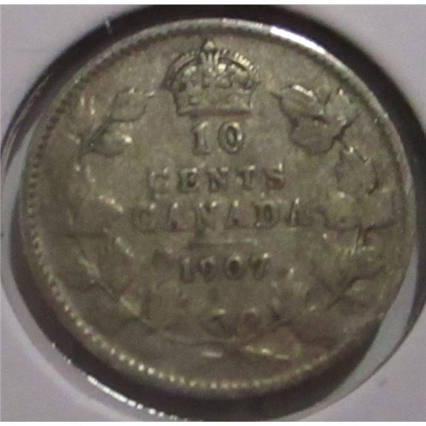 1907 CANADA KING EDWARD VII SILVER DIME