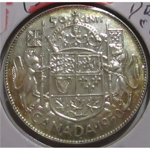 1950 DESIGN "O" CANADA SILVER HALF DOLLAR