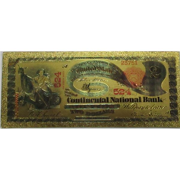 BOSTON USA CONTINENTAL NATIONAL BANK (GOLD SHIELD) $2 BILL