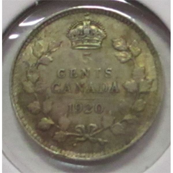 1920 CANADA KING GEORGE V SILVER FIVE CENT