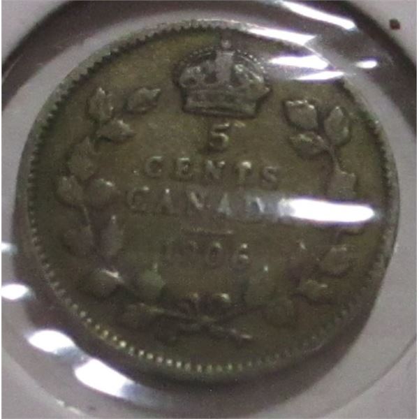1906 CANADA KING EDWARD VII SILVER FIVE CENT